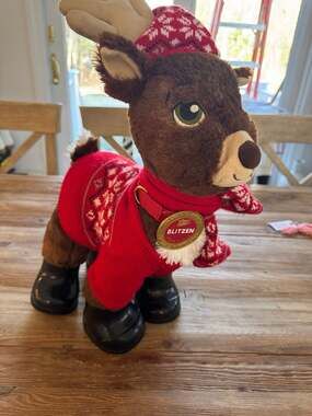 Build-A-Bear Team Santa Blitzen Reindeer Plush w Sweater, Hat, Scarf, & Boots